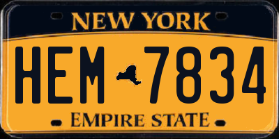 NY license plate HEM7834