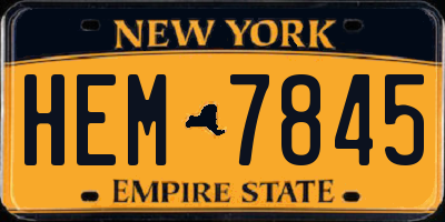 NY license plate HEM7845