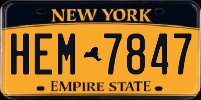 NY license plate HEM7847