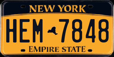 NY license plate HEM7848