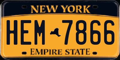 NY license plate HEM7866