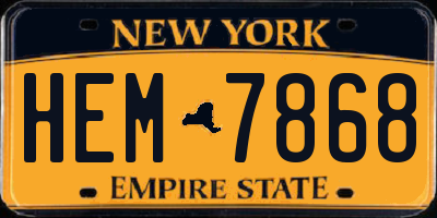 NY license plate HEM7868