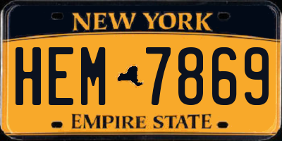 NY license plate HEM7869