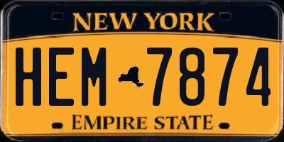 NY license plate HEM7874