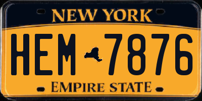 NY license plate HEM7876