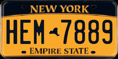 NY license plate HEM7889