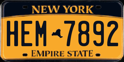 NY license plate HEM7892