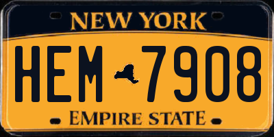 NY license plate HEM7908