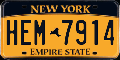 NY license plate HEM7914