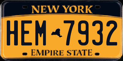 NY license plate HEM7932