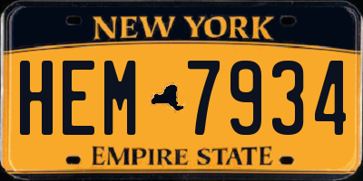 NY license plate HEM7934