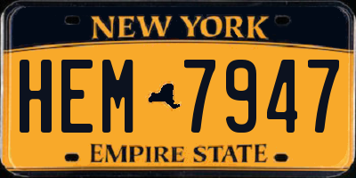 NY license plate HEM7947