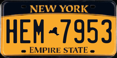 NY license plate HEM7953