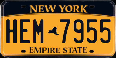 NY license plate HEM7955