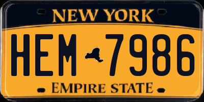 NY license plate HEM7986