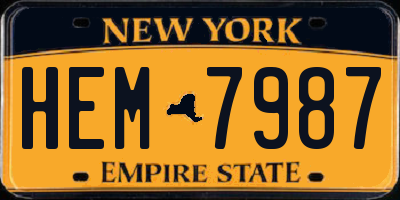 NY license plate HEM7987