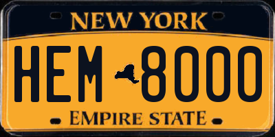 NY license plate HEM8000