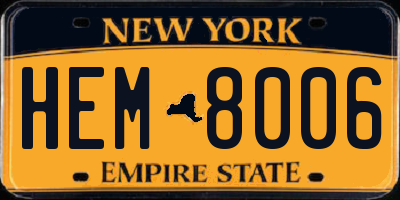 NY license plate HEM8006