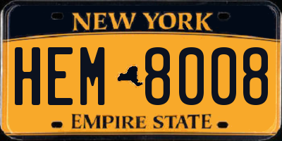 NY license plate HEM8008