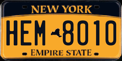 NY license plate HEM8010