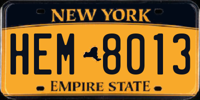 NY license plate HEM8013