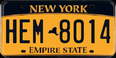 NY license plate HEM8014