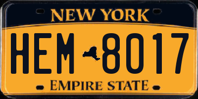 NY license plate HEM8017