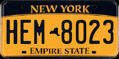 NY license plate HEM8023