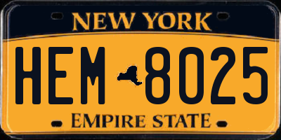 NY license plate HEM8025