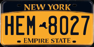 NY license plate HEM8027