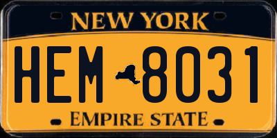 NY license plate HEM8031