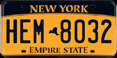 NY license plate HEM8032