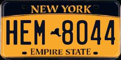 NY license plate HEM8044