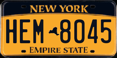 NY license plate HEM8045