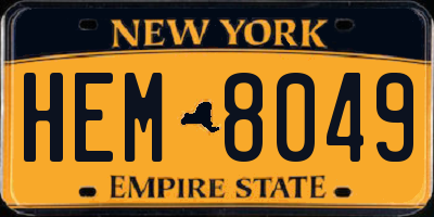 NY license plate HEM8049