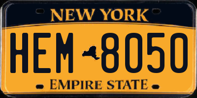NY license plate HEM8050