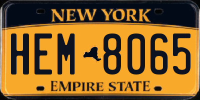 NY license plate HEM8065