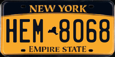NY license plate HEM8068