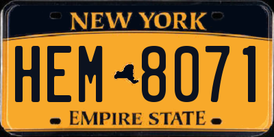 NY license plate HEM8071