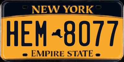 NY license plate HEM8077