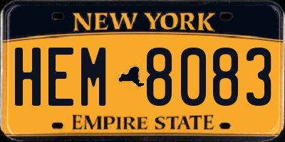 NY license plate HEM8083