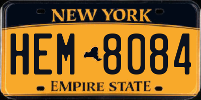 NY license plate HEM8084