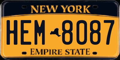 NY license plate HEM8087