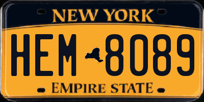 NY license plate HEM8089