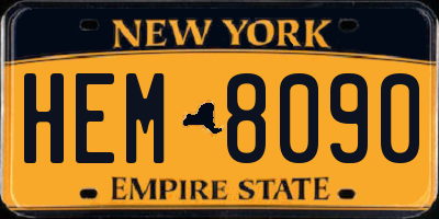 NY license plate HEM8090