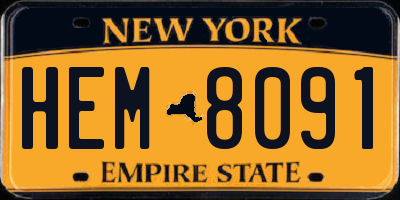 NY license plate HEM8091