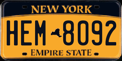 NY license plate HEM8092