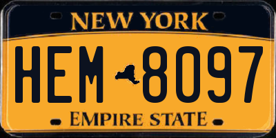 NY license plate HEM8097
