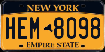 NY license plate HEM8098