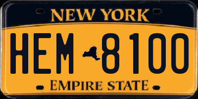NY license plate HEM8100